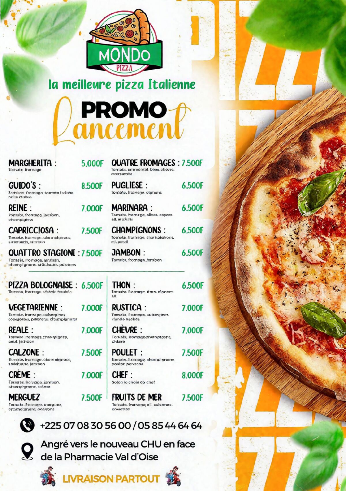 Carte MONDO PIZZA